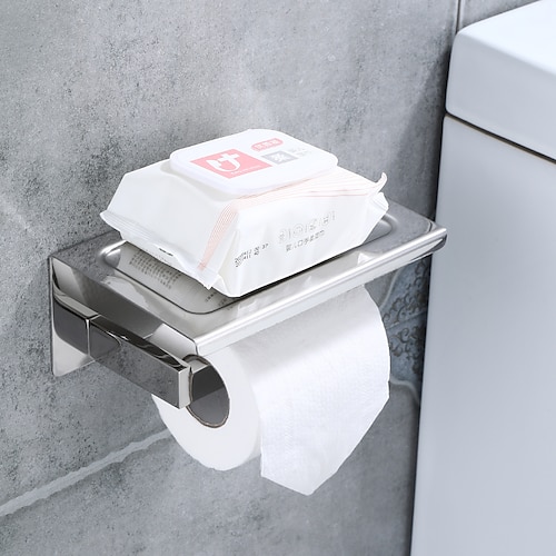 multifunktionaler toilettenpapierhalter 304 edelstahl rollenpapierhandtuchhalter groß / klein spiegel helle lichtfarbe Image