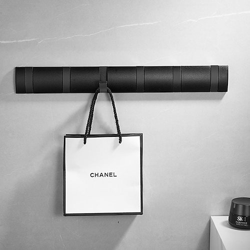 kleiderhaken wandkleiderhaken aluminium space europäischer stil aluminium mantel badezimmer mantel wandhaken schwarz (5-6 haken) wandkleiderbügel Image