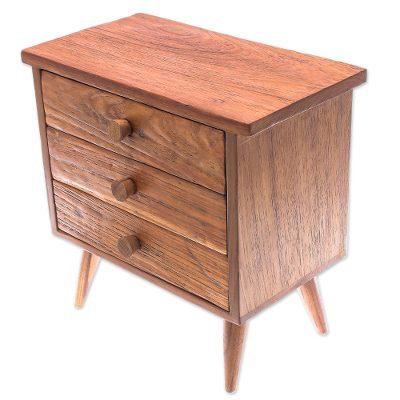 Modern Dresser,'Modern Teak Wood Jewelry Box with Three Drawers'