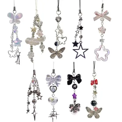 Y2K Charms Phone Pendant Butterfly Sweet Girl Phone Lanyard Phonestraps Backpack Ornament Phone