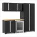 NewAge Garage Cabinets PRO Series Black 6-Piece Set with Bamboo Top