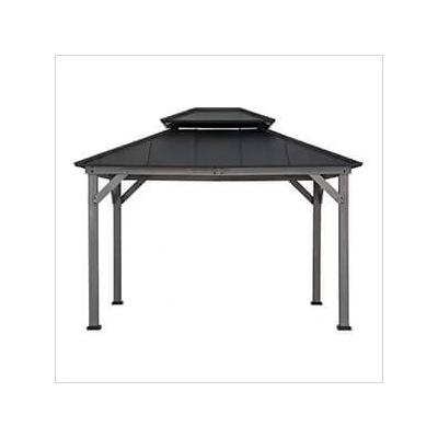 Sunjoy Group 10 x 12 Cedar Framed Gazebo with Steel Hardtop (Black Roof)