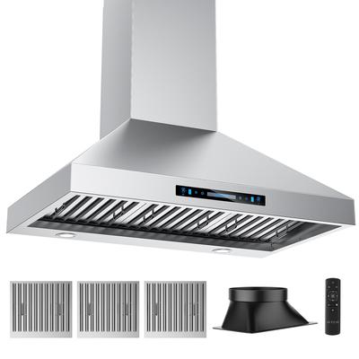 900CFM Wall Mount Range Hood in Stainless Steel with Gesture Sensing and Touch Control Switch Panel