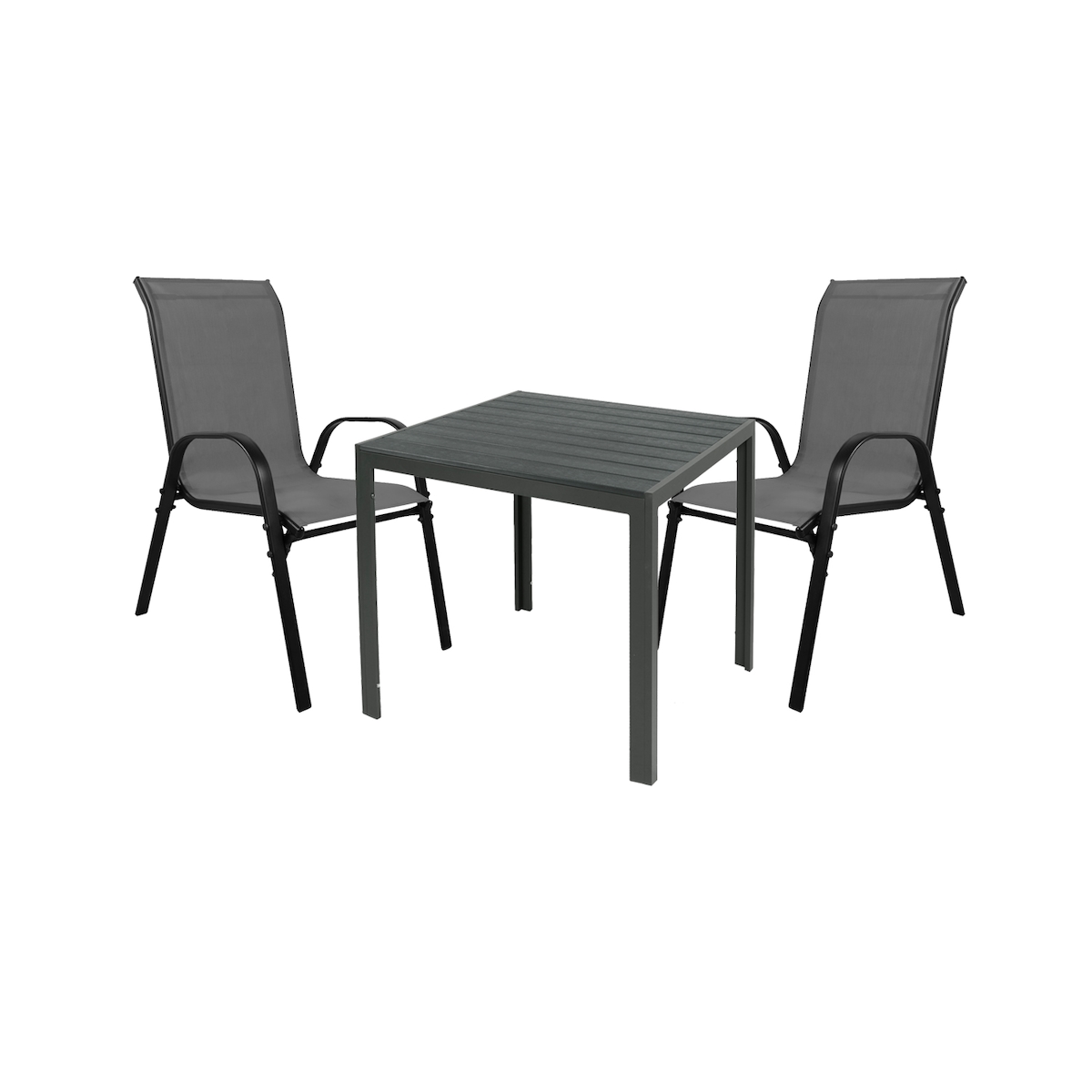 Mojawo Gartengarnitur Sitzgarnitur 3-teilig 90x90cm Non-Wood Anthrazit Image