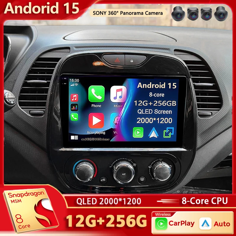Android 15 Per Renault Kaptur Captur 2016- 2019 2K QLED Android Auto Radio Lettore Video Multimediale GPS Stereo CarPlay di Navigazione