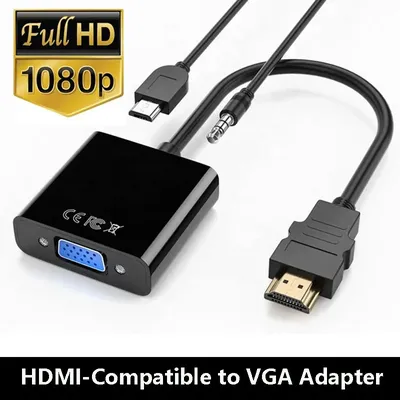 HD 1080P HDMI-compatibe To VGA Cable with Audio Power Supply HDTV VGA Converter Adapter Cable For PC