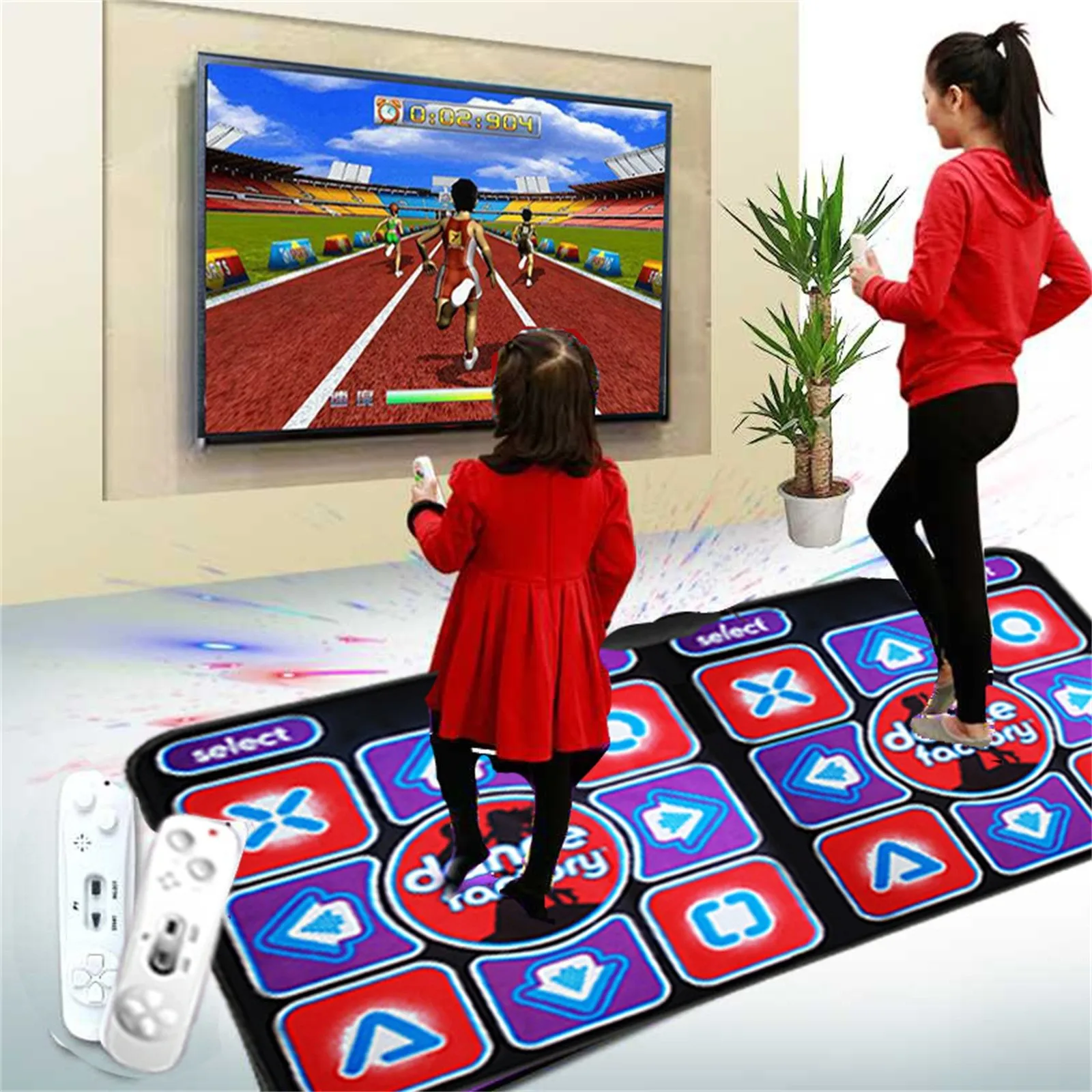 Neue Englisch Menü 11mm Doppel Dance Pad Non-slip Pad Yoga Matte Mit 2 Fernbedienung 512M karte Für Pc & Tv Gefühl Spiel Image