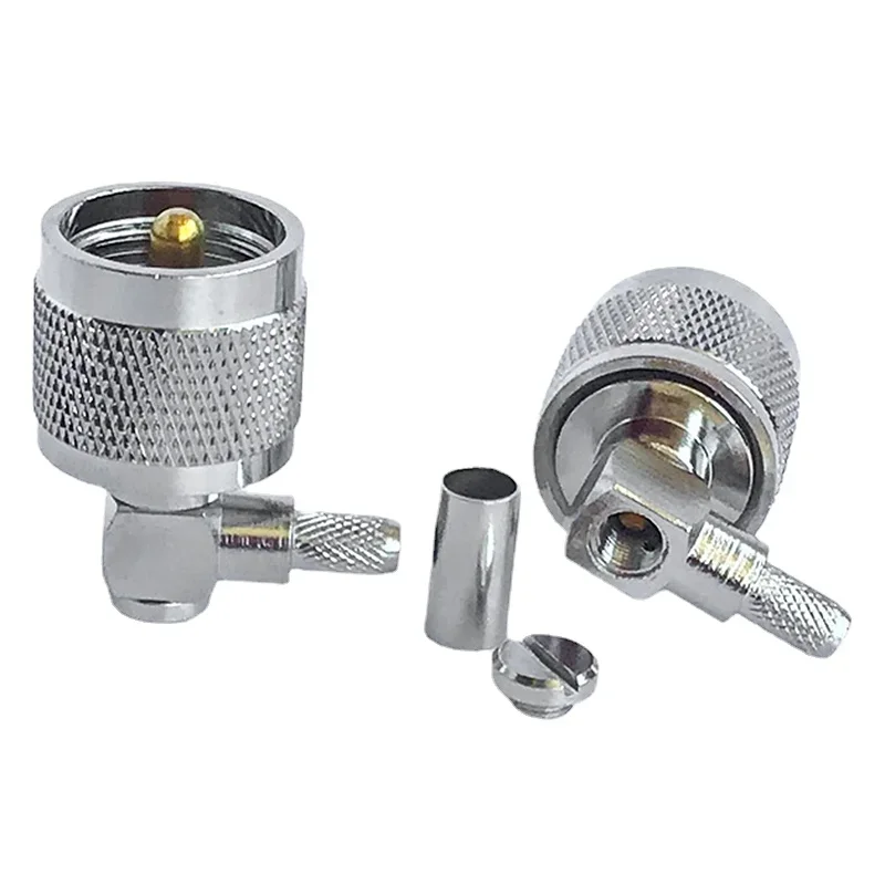 1Pcs SL16 PL259 UHF Männlichen Stecker Rechten Winkel Stecker UHF Männlichen PL259 Crimp für RG58 RG142 LMR195 LMR200 RG400 RG223 Kabel Messing Image