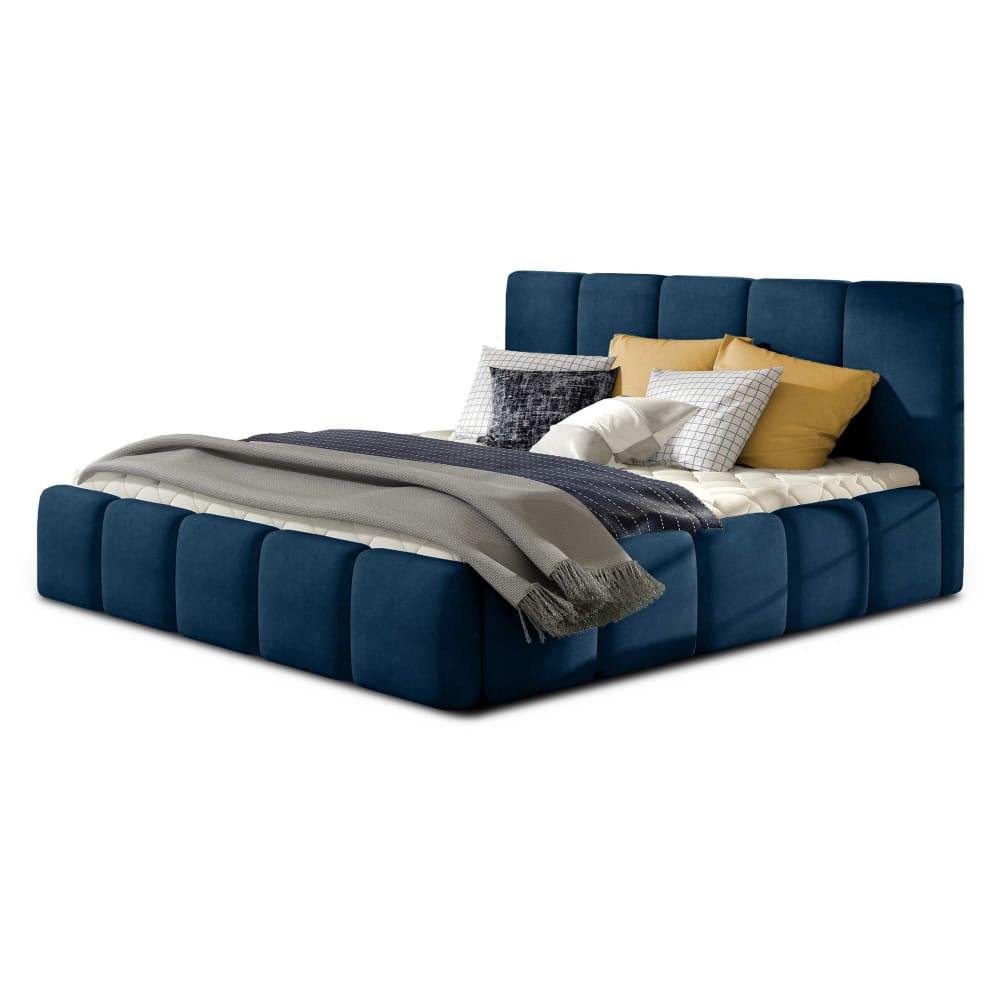 Lit coffre en Velours 180x200 cm bleu nuit