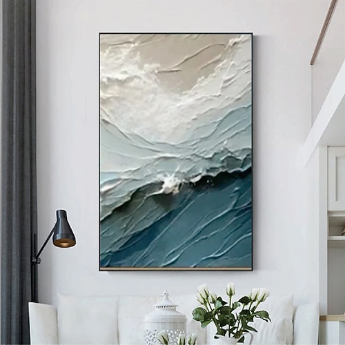 Welle Ölgemälde handgemachte Wabi Sabi Wandkunst beige abstrakte Malerei auf Leinwand ein Paar beige Textur Ölgemälde Wandkunst neutral abstrakt Ozean Malerei Wandkunst Boho Wal Dekor Image