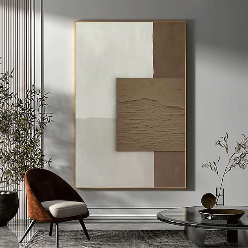 abstraktes Ölgemälde handgemachte abstrakte Ölgemälde handgemachtes Ölgemälde braun abstrakte minimalistische Wandkunst Wandgemälde Image