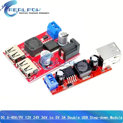 LM2596S Dual USB Output 6-40V / 9V / 12V / 24V / 36V Car Charger Switch 5V 3A DC-DC Power Supply Module Buck Regulator Converter
