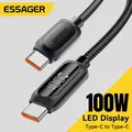 Essager USB Tipo C A USB C Cavo 100W 5A PD Cavo di Ricarica Veloce Per MacBook Xiaomi Samsung Tipo-C Cavo Display Digitale 3M
