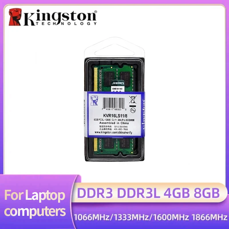 Kingston Laptop Ram DDR3L DDR3 8GB 4GB 1066Mhz 1333Mhz 1600Mhz 1866Mhz SO-DIMM PC3-8500 10600 12800 Notebook DDR3 Dual Channel Image
