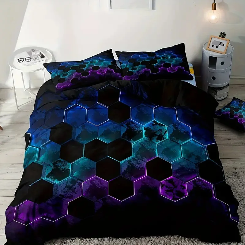 Bunte Geometrie Bett bezug Set Single Double für Kinder Erwachsene Queen King Size Bettwäsche Set mit Kissen bezug für Schlafzimmer Image