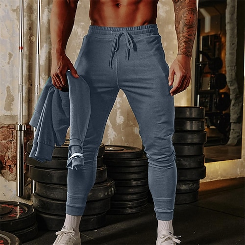 Herren Jogginghosen Jogginghose Sporthose Fitnesshose Kordelzug Tasche Elastischer Bund Hosen Innen Outdoor Sport Outdoor Frühling Herbst Weich Atmungsaktiv Marathon Training Gehen Figurbetonter Image