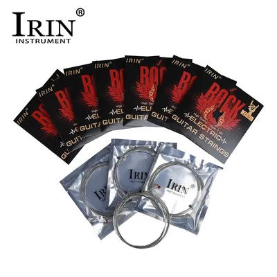 IRIN 10 Sets Electric Guitar Strings 1-6 Stainless Steel Wire Strings Silver Beginners Practice