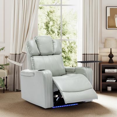 Power Home Theater Recliner with Cooling Cup Holder, Bluetooth Speaker, LED Lights, USB Ports, Tray Table