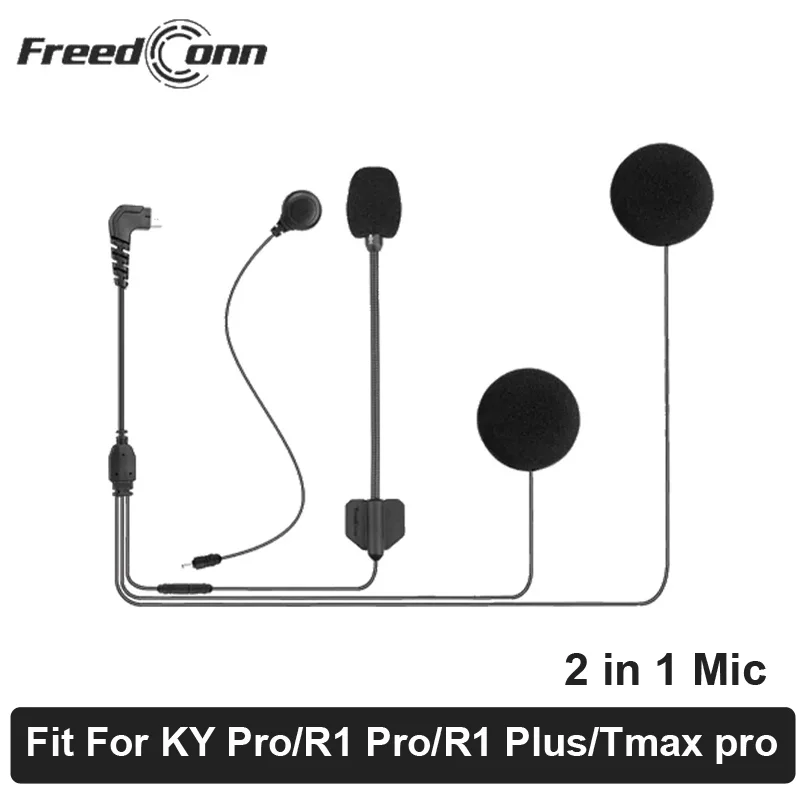 Freedconn Intercom Interphone Accessories 2 in 1 Mic for KY Pro R1 Pro R1 Plus Tmax Pro 5pin Earphone