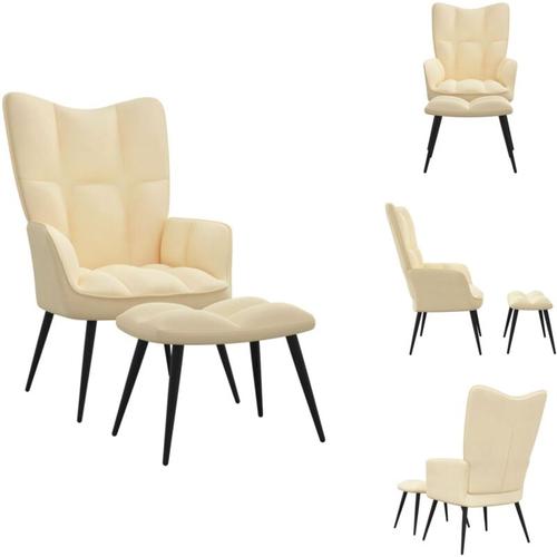 Sessel - Living Relaxsessel mit Hocker Cremeweiß Samt