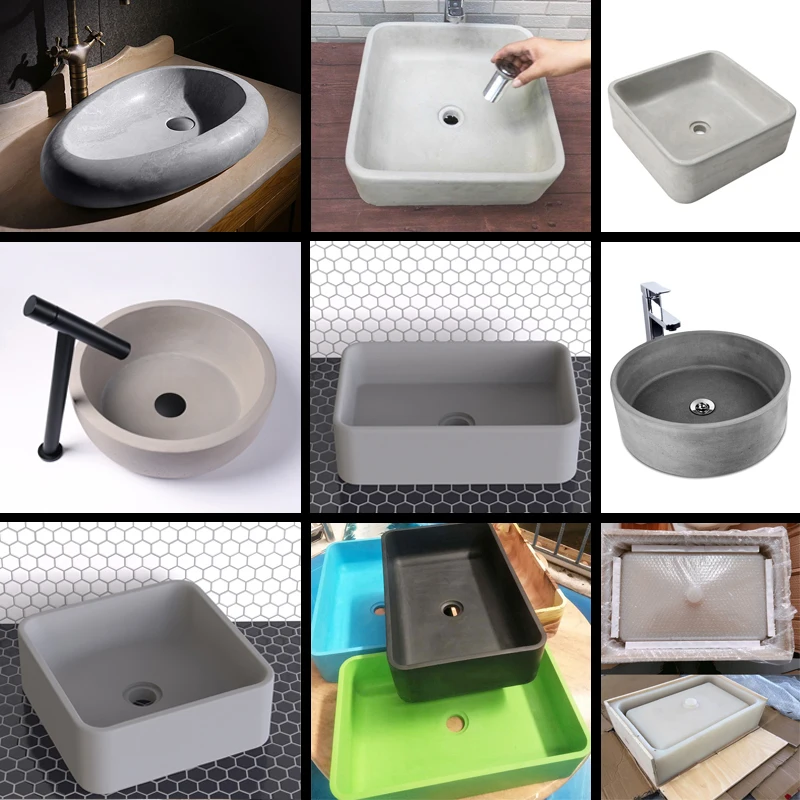 Rechteckige Betonwaschbecken Silikonform DIY Formen für Zement Runde Waschbecken Outdoor Pool Waschbecken Formen