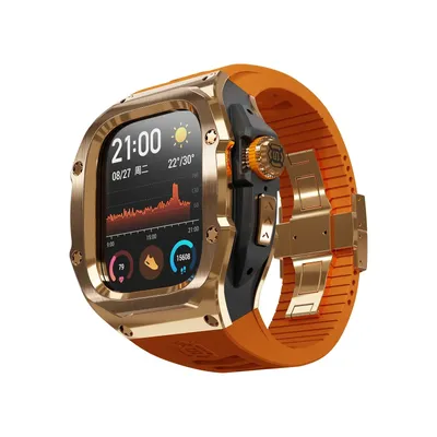 Schweres Metall-Edelstahl-Gummigehäuse für Apple Watch Serie 9 8 7 6 5 SE 44 mm 45 mm stoßfestes Image
