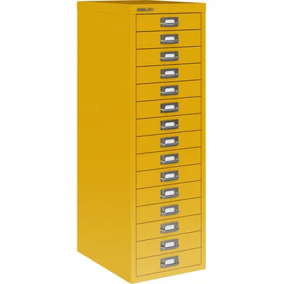 Bisley Multidrawer Schubladenschrank aus Metall mit 15 Schubladen DIN A4 ohne Sockel - Farbe: Sunflower Image