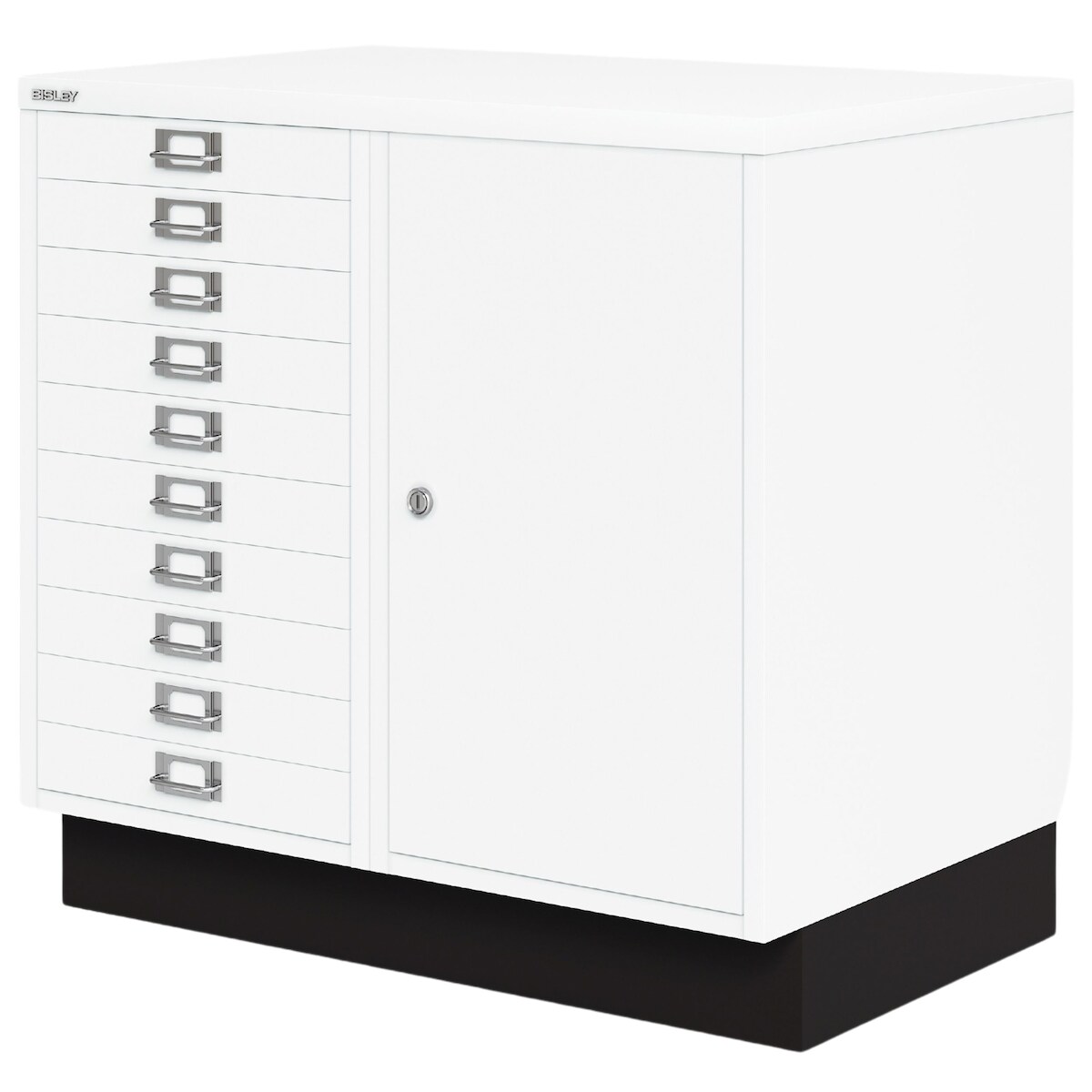 BISLEY Kombischrank mit 10 Schubladen & Flügeltürenabteil abschließbar in lichtgrau - Schubladenschrank aus Metall Büroschrank Werkzeugschrank Image
