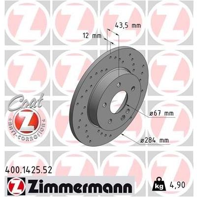 ZIMMERMANN Bremsscheibe SPORT COAT Z vorne rechts links Gelocht 284mm für MERCEDES-BENZ 2024210212 202421021264 20242102