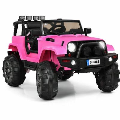 12V Electric Ride On Truck with Parental Remote Control and LED Lights - 46.5