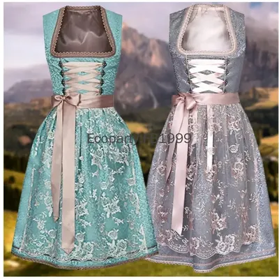 Neues Frauen Oktoberfest Kostüm traditionelles bayerisches Dirndl kleid mit Spitzens chürze Festival Karneval Party kleider Image