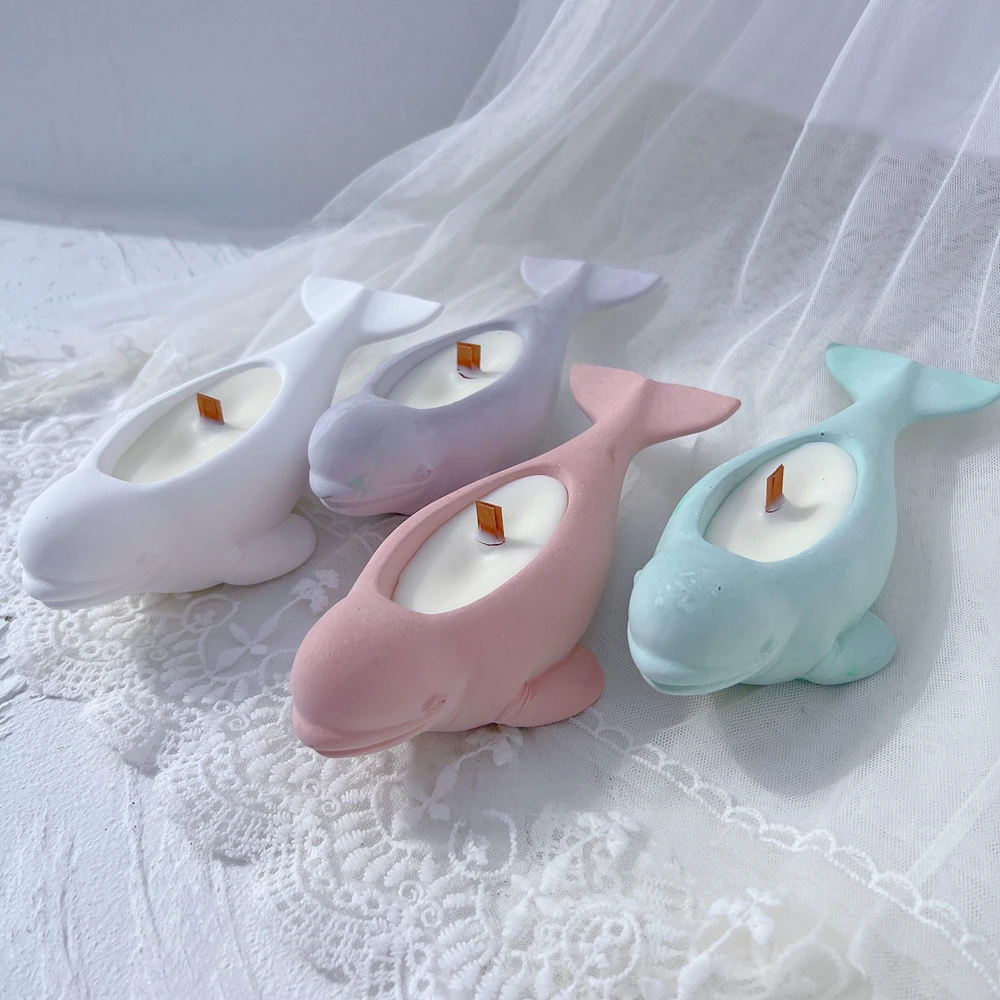 Beluga Wale Silikon form für Kerzenhalter Tee licht Zement Kerzenhalter Glas Gips Beton Sukkulenten Pflanzer Form Image