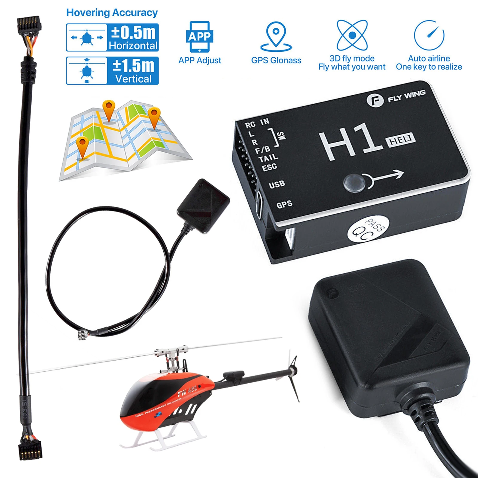 Flywing H1 Hubschrauber Flight Controller GPS 3D Flybarless Gyro System für ALIGN T-REX SAB GAUI Scale Helicopter Scale Helicopter