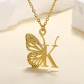 AZ Collana con lettera iniziale Collana con farfalla per donna Gioielli con farfalla Collana girocollo con alfabeto in acciaio inossidabile Regalo femminile