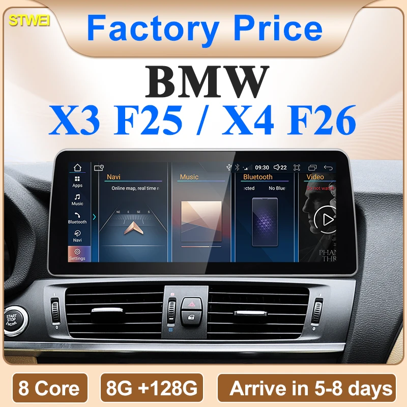 STWEI Neue ID6 ID7 ID8 UI 12,3 zoll Android System Drahtlose Carplay AUTO Für BMW X3 F25 X4 F26 CIC NBT auto Video Player GPS Navi Image