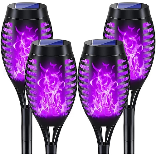 4 stücke solar flamme lichter wasserdichte multicolor rasen licht im freien garten terrasse trail gehweg halloween weihnachten party urlaub landschaft dekoration Image