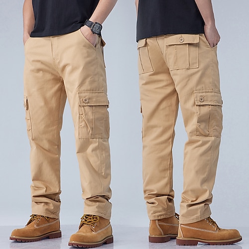 Herren Cargohose Cargohosen Hose Hosen Arbeitshose Knopf Multi Pocket Glatt tragbar Outdoor Täglich Campen und Wandern Modisch Klassisch Schwarz Armeegrün Image