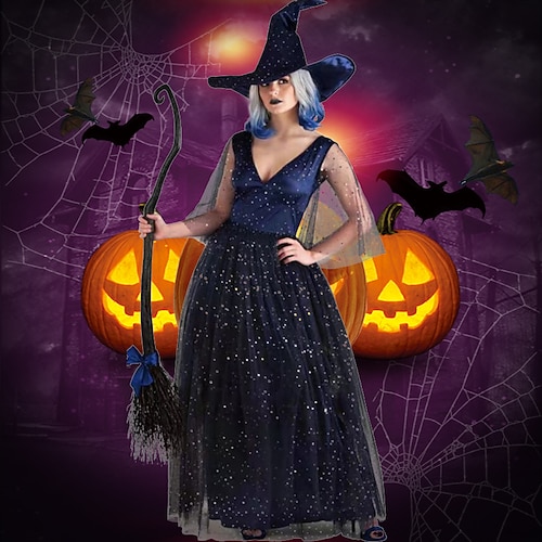 Paare Hexen Paare Kostüme Frauen Film Cosplay Cosplay Halloween Weinrot Schwarz Rot Kleid Halloween Karneval Maskerade für Walpurgisnacht Image