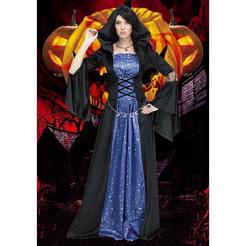 Paare Hexen Paare Kostüme Frauen Film Cosplay Cosplay Halloween Weinrot Schwarz Rot Kleid Halloween Karneval Maskerade für Walpurgisnacht Image