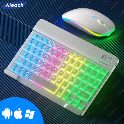 Keyboard For Tablet Android iOS Windows Wireless Mouse Keyboard Bluetooth-compatible Rainbow Backlit