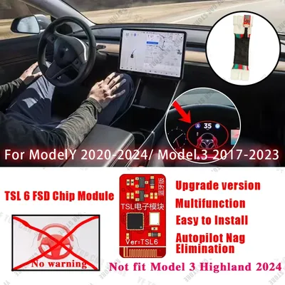 Upgraded TSL 6 Autopilot Nag Elimination Chip Module For Model Y 2020-2024 & Model 3 2019-2023