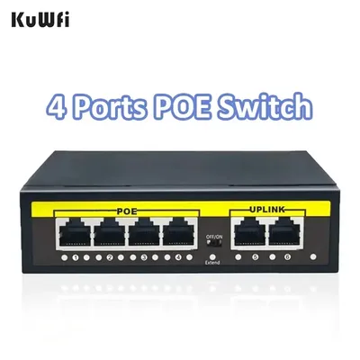 KuWFi 48V POE Switch 100Mbps Switch Ethernet With 4 Port Wifi Smart IP Switch RJ45 Injector Switcher