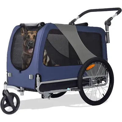 Premium Large/XL Pet Bike Trailer & Stroller for Large Sized Dog or Multiple Small Dogs,Low Center