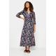 Womens M & Co Blue Floral Buckle Dress - blue