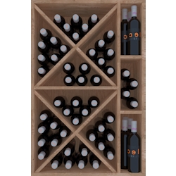 Weinregal der Godello-Serie aus heller Kiefer 60 Flaschen mit Diamant und 3 gerade Liegeboxen Image