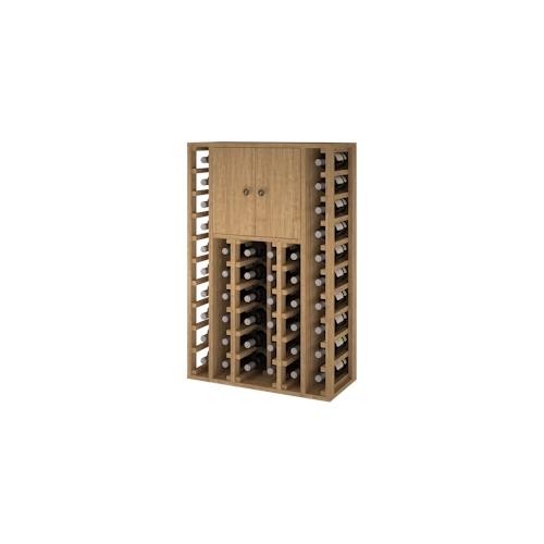 Weinregal der Serie Godello aus massiver Eiche 44 Flaschen mit Oberschrank