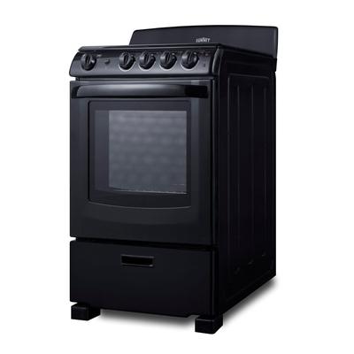 Summit 24" Electric Stove - 4 Burners, Black, 220V, RE2413B