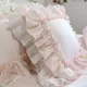 100% Cotton Luxury Cushion Cover Lace European Embroidery Ruffle Pillow Cover Handmade Bedding Pillowcase Christmas Sofa Cushion