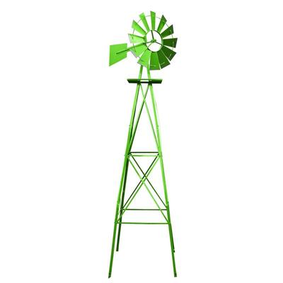 Wiltec - Windrad mit 245 cm Höhe, Windmühle in Grün, Windspiel im US-Design, Gartendeko mit Image