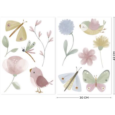 Luxus Wandsticker Set Flowers & Butterflies - 2x 42x30cm - Little Dutch